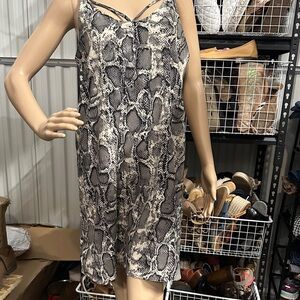 She + Sky Snake Print Midi Dress in Black and Cream